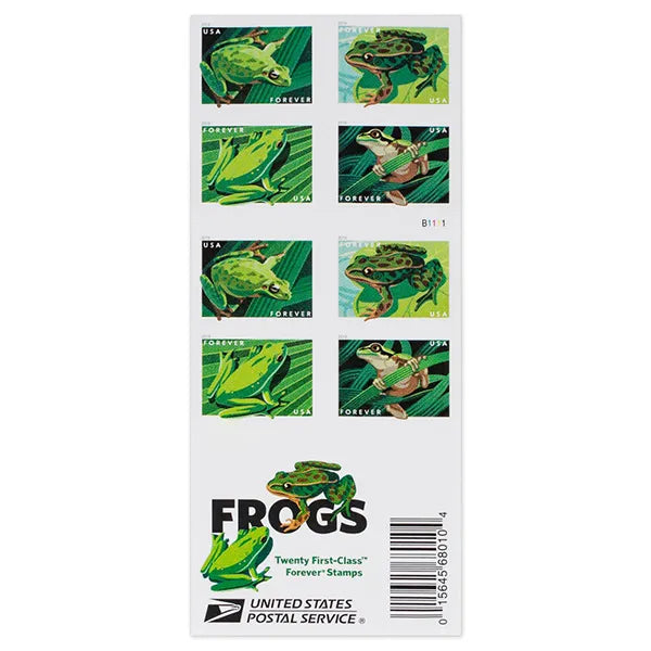 (2019) USPS Frogs Forever First Class Postage Stamps