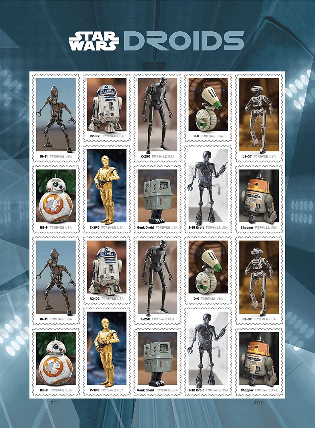 2021 USPS Star Wars Droids Forever Postage Stamps