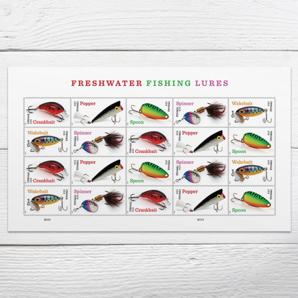 2025 Freshwater Fishing Lures Stamps Sheet of 20