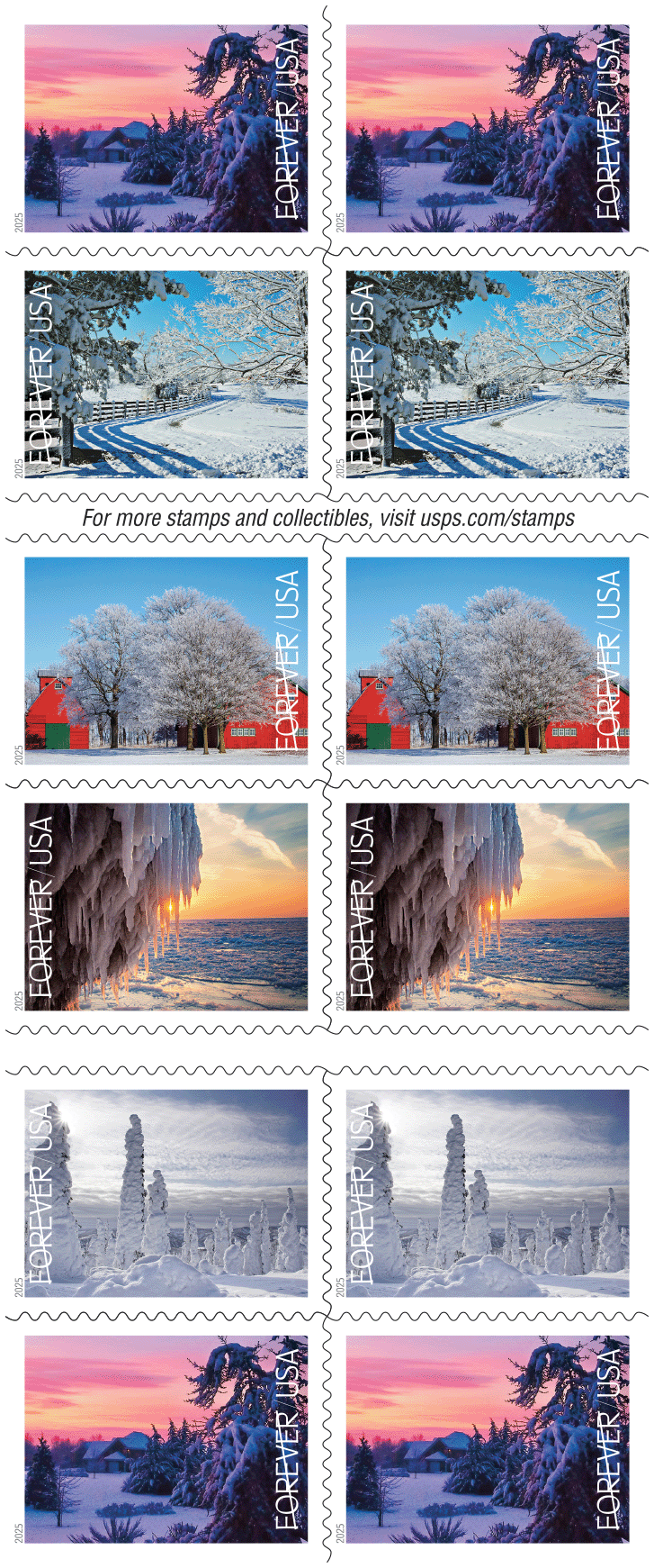 2025 Winter Landscapes forever stamps