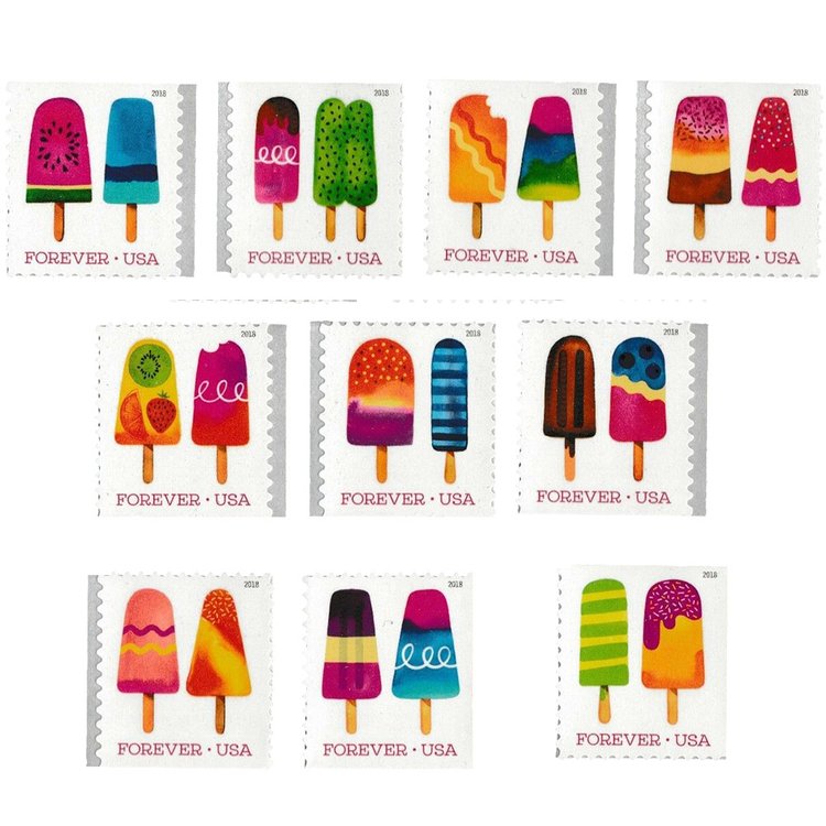 (2018) USPS Ice Cream Self Forever Stamps