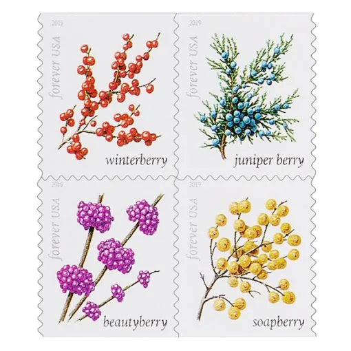 (2019) USPS Winter Berries First Class Forever Postage Stamps