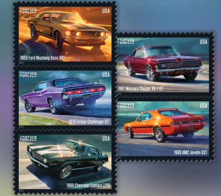 2022 USPS Pony Cars Stamps