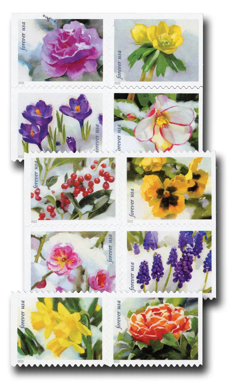 2022 USPS Snowy Garden Beauty Forever Postage Stamps