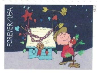 2015 USPS Charlie Brown Xmas Pane of 20 Forever Postage Stamps