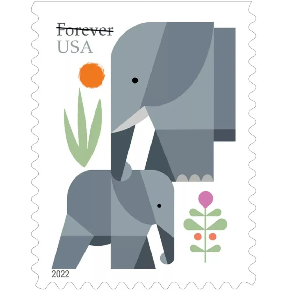 2022 US Elephants First Class Forever Stamps