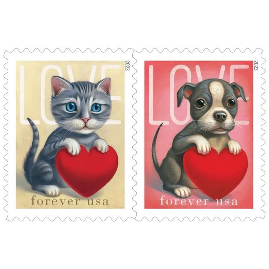 (2023) USPS Cat and Dog Love Forever Stamps