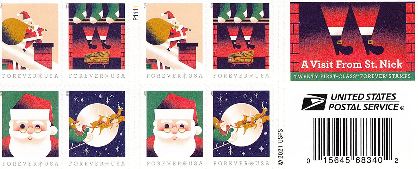 2021 USPS A Visit from St Nick Forever First Class Postage Stamps