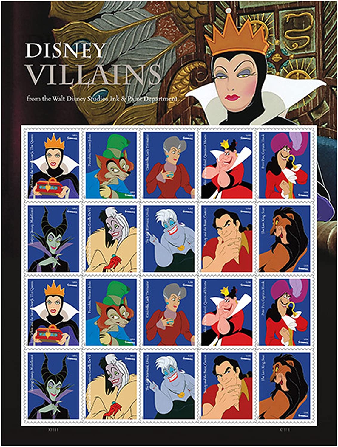 2017 USPS Walt Disney Villains Forever First Class Postage Stamps