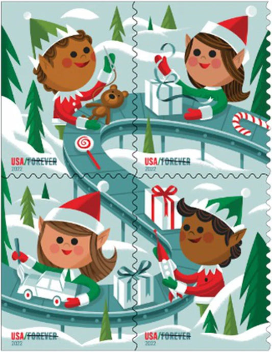 2022 USPS Holiday Elves Forever Postage Stamps