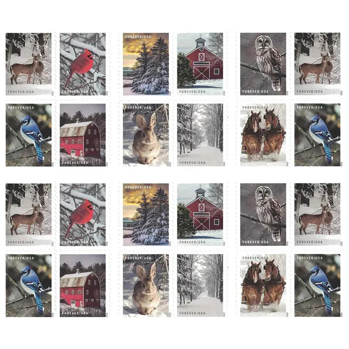 (2020) USPS Winter Scenes First Class Forever Postage Stamps