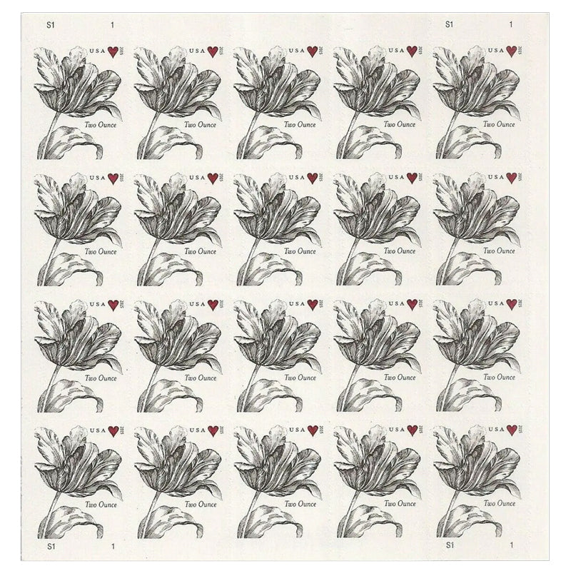 2015 Vintage Tulip Pane Postage Wedding Stamps