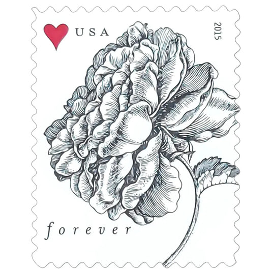 2015 Vintage Rose Pane Wedding Forever Postage Stamps
