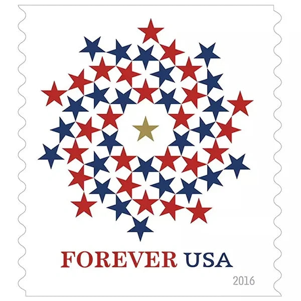 (2016) USPS Stars Red & Blue Forever Stamps